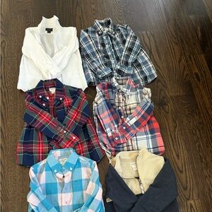 Crew cuts button down shirts (5) + quarter zip (1) all size 2T